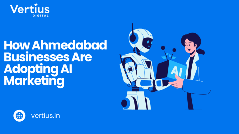 Banner graphic illustrating the topic: How Ahmedabad Businesses Are Adopting AI Marketing